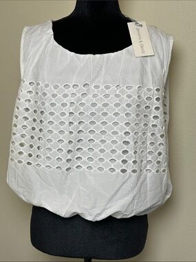 Jennifer & Grace White Eyelet Crop Top
